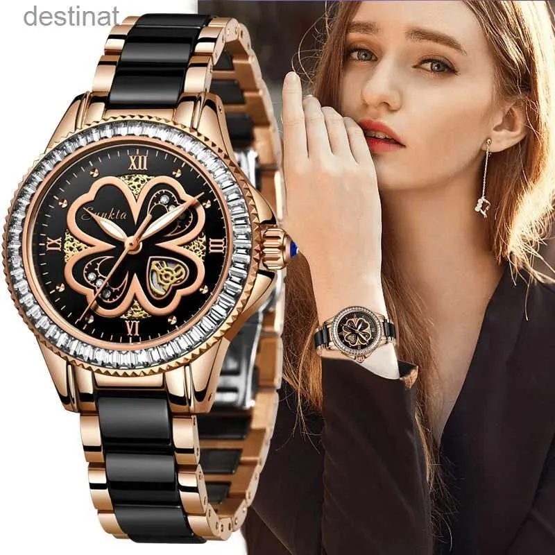 Orologi da donna SUNKTA Orologi da donna Abiti da donna Regali di moda Orologi Marchio di lusso Quarzo Ceramica Bracciale Orologi da polso per donna Montre FemmeL231216