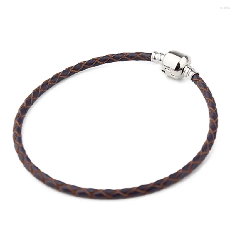 Charm Bracelets 1pc 16-23cm Punk Genuine Leather Rope Single/Double Layer Bracelet Pure Bangle Charms For Friend Jewelry Gift Wholesale