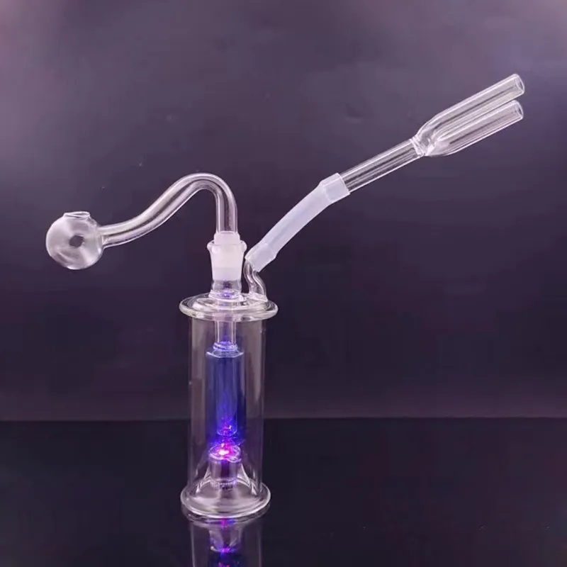 Kleine Mini Shisha Glassölbrenner Bong mit Matrix Perc LED Light Rauchwasserrohr mit Schnupftabor Snorffer -Recycler -Eisfänger Bong mit 10 mm männlicher Ölschüssel -Topf