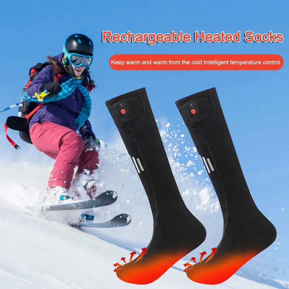 Sportsokken 5V Verwarmde sokken met 3 instelbare temperaturen 4000mAh Buitensport Thermisch Verwarmde voetwarmer Skisporten voor heren Dames 231216