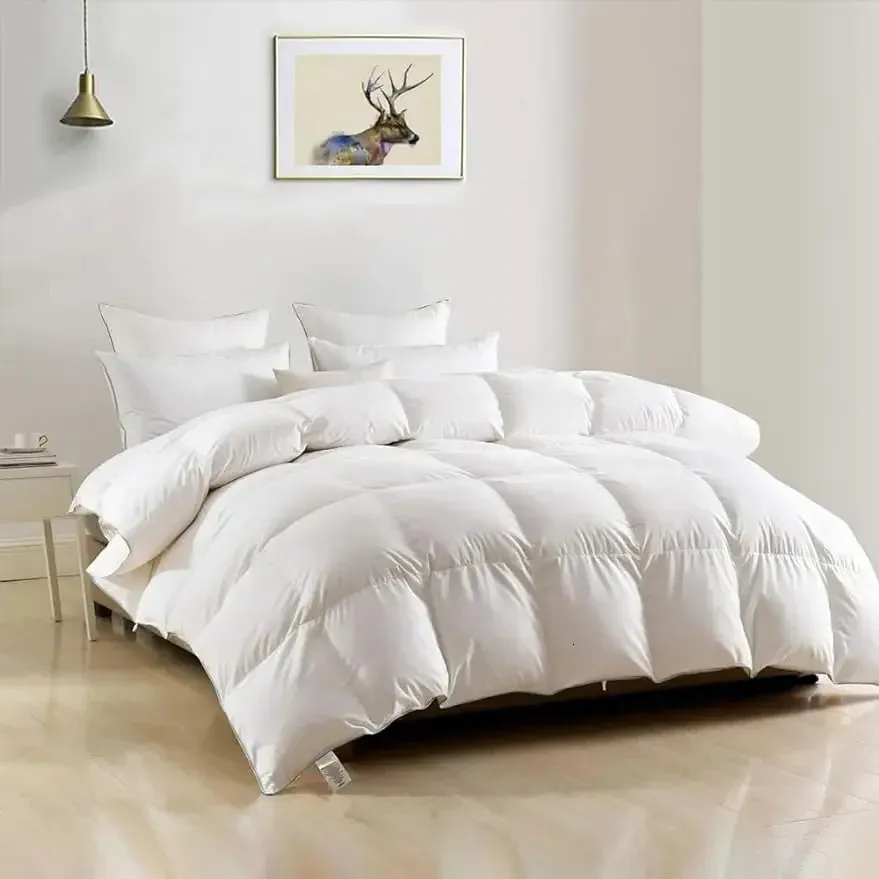 Comforters sätter DWR Tunga fjädrar ner Comforter Spuer King Ultrasoft Egyptian Cotton Quilted 750 Fillpower Overfilled Winter Warm 231215