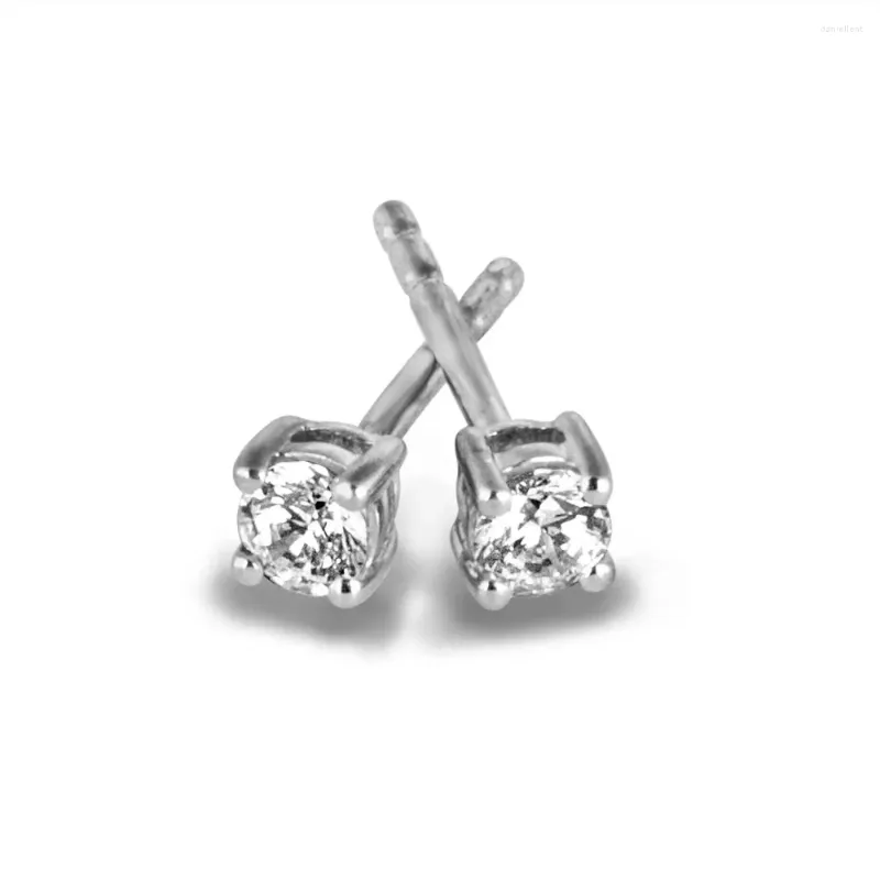 Boucles d'oreilles à tige diamant rond 1/5 carat poids total en argent sterling