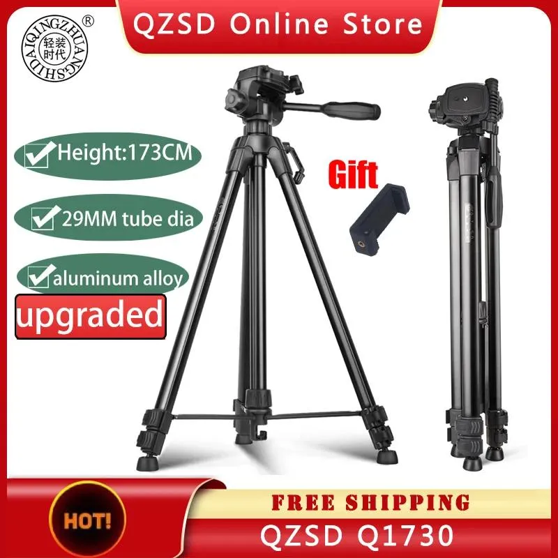 Titulares QZSD Q1730 Kit de tripé fotográfico profissional portátil monopé de alumínio com cabeça rotativa para câmera DSLR de viagem