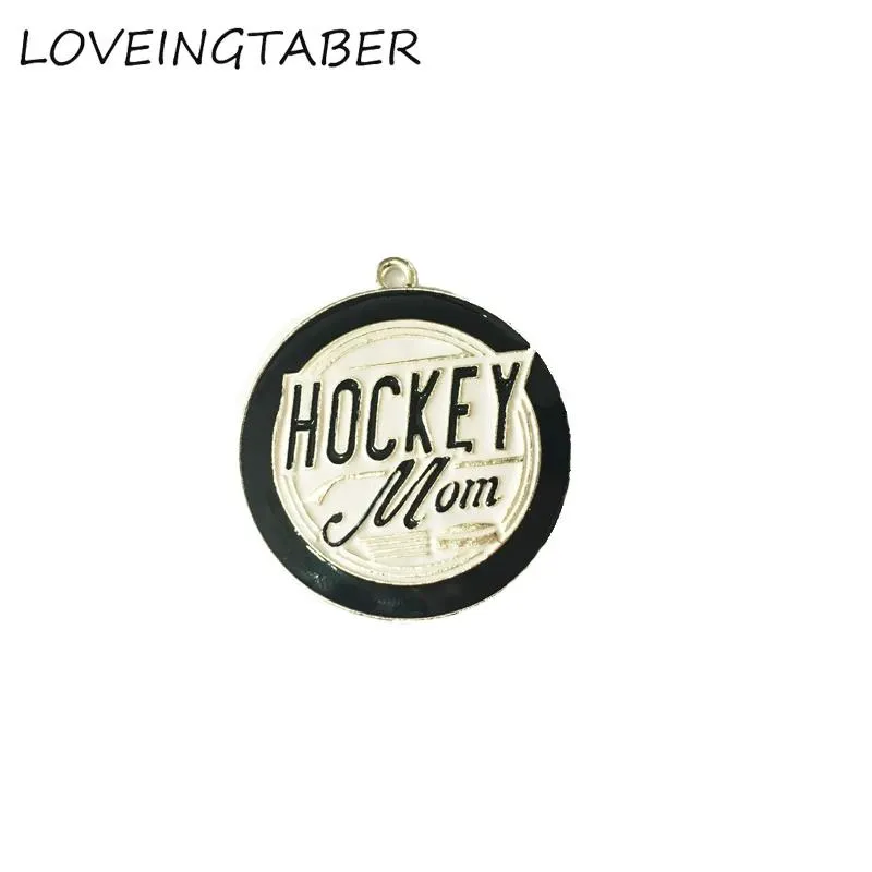 Necklaces Newest 40mm 10pcs/lot All Enamel Hockey Mom Pendants For Mother's Day Jewelry Making