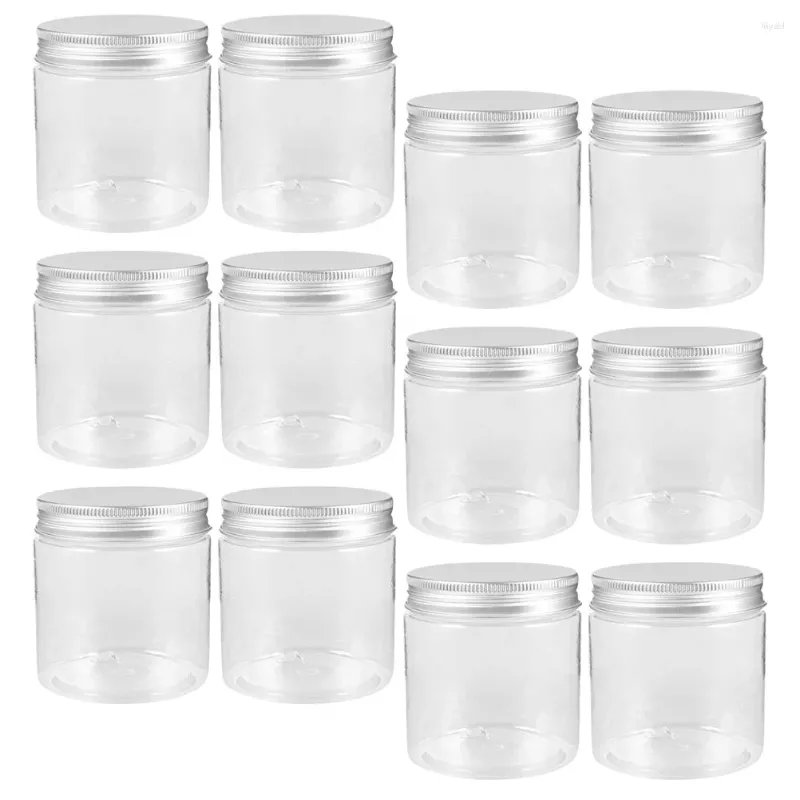 Storage Bottles 12 Pcs Aluminum Lid Mason Jars Food Container Household Glass Cover Holder Pet Plastic With Lids
