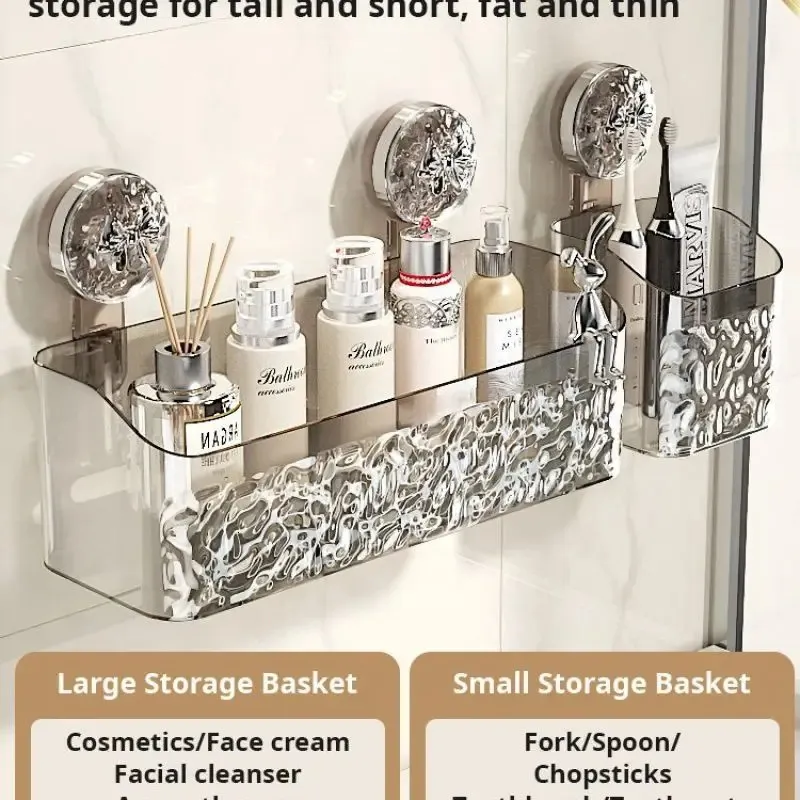 Transparently Bathroom Shelves Suction Cup No-drill Corner Shelf Shower  Storage Rack Holder Suction Cup Shelf