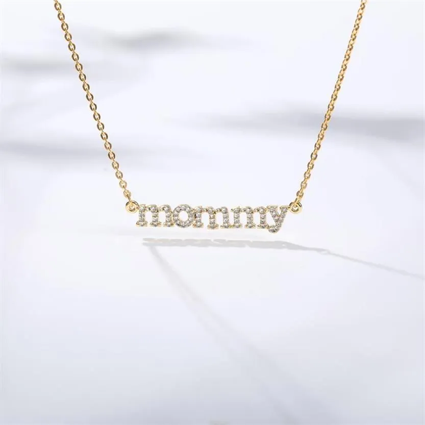 Collier personnalisé en Zircon avec lettres de maman pour femmes, pendentif en cristal, chaîne ras du cou, bijoux pour fête des mères, anniversaire, Gif2527, nouvelle collection