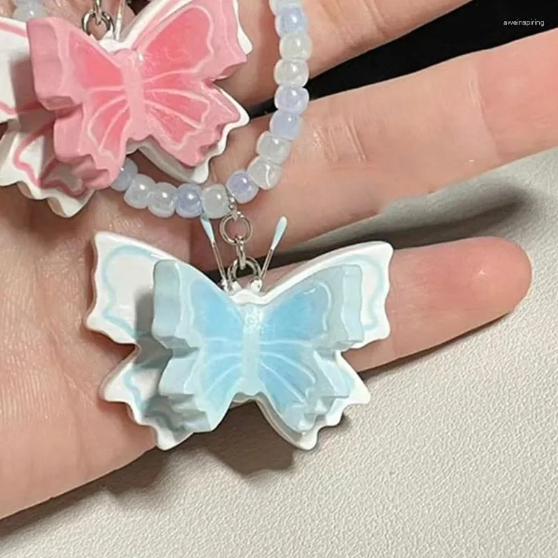 Anhänger Halsketten Mode Harz Perlen Halsband Süße Schmetterling Halskette Einfache Kragen Elegante Schlüsselbein Kette Schmuck