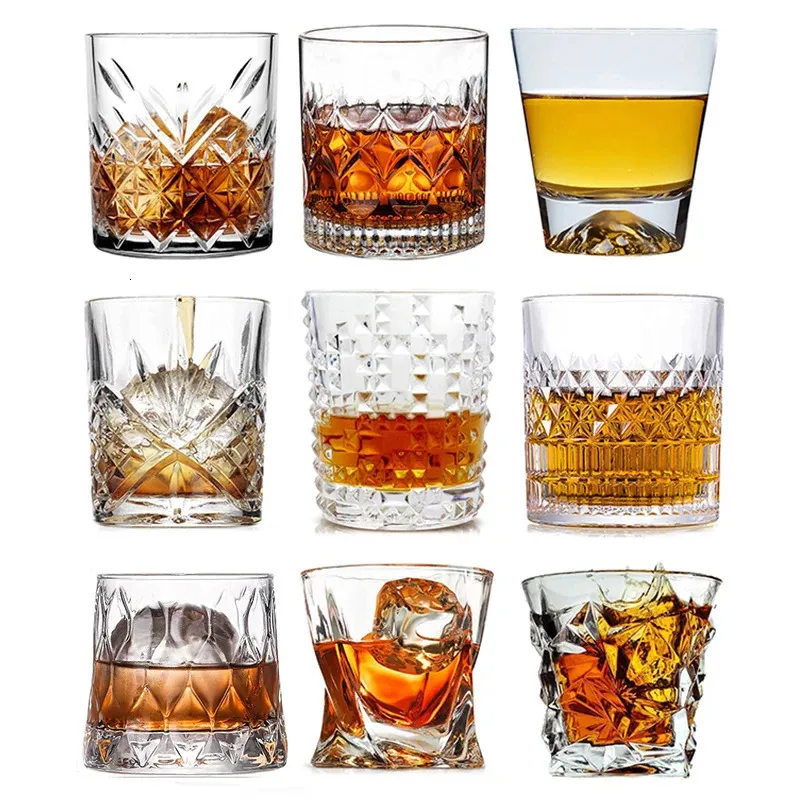 Wijnglazen 1PCS Whiskey Glas Ouderwetse Rotsen Tuimelaars Glaswerk voor Cocktail Scotch Bourbon Gin Voldka Brandy 231216