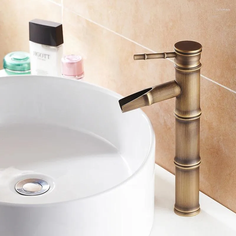 Rubinetti per lavandino del bagno Rubinetto per doccia in bambù antico Rubinetto per lavabo in ottone finitura bronzo Acqua monocomando