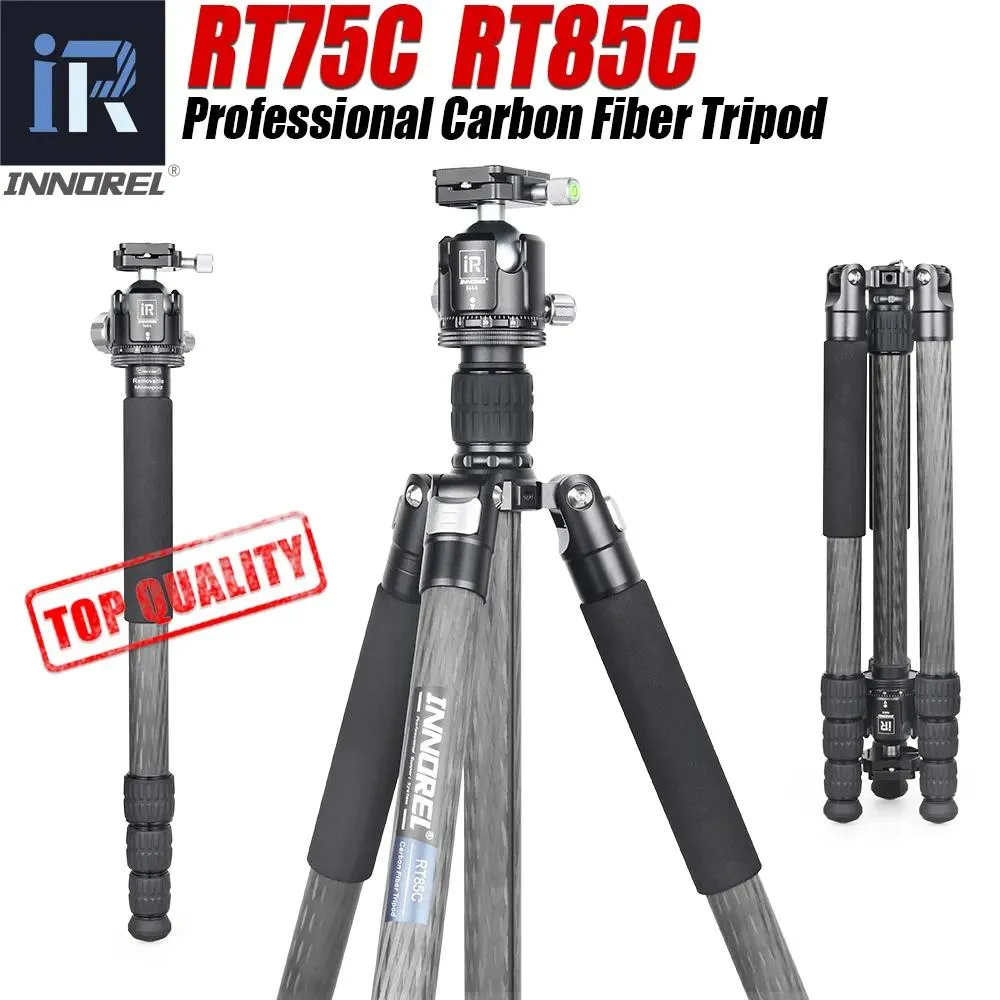 INNOREL RT75C/85C trépied professionnel en Fiber de carbone monopode pour appareil photo reflex numérique numérique Support de Support robuste tête fluide à tête sphérique