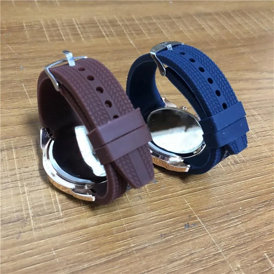 I migliori orologi da uomo con cinturino in silicone Orologio sportivo da 45 mm Orologio da polso con quadrante grande nero blu marrone di buona qualità290v