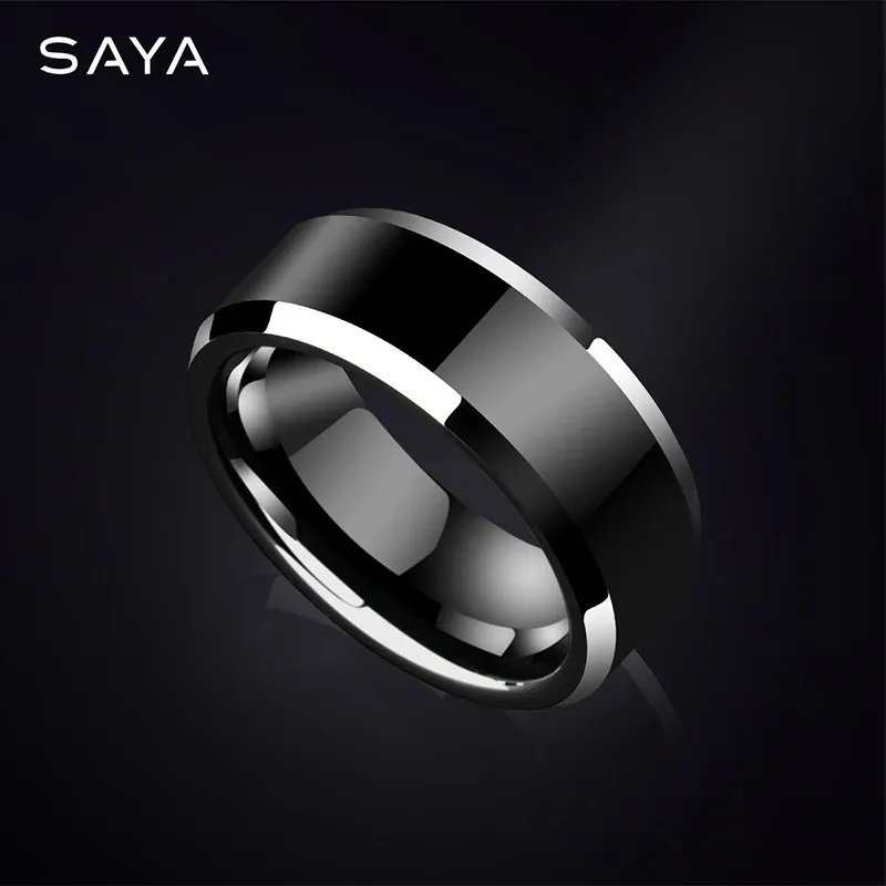 Anillos De Boda Hombres Negro Tungsteno Para Pulgar Pareja Anillos Alto