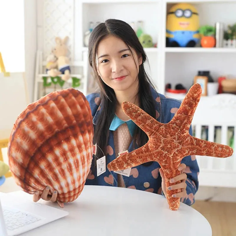 Cushion/Decorative Pillow Sea Shell Starfish Conch Cushion Home Decor Cushions Sofa Coussin Pillow Kids Plush Toys Soft Stuffed Shells Birthday Gifts 231216