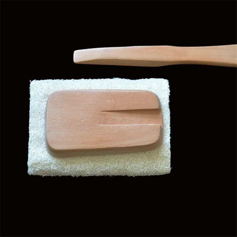 Natural Loofah Brush Exfoliating Dead Skin Body Scrubber Loofa Back Brushes with Long Detachable Wooden Handle