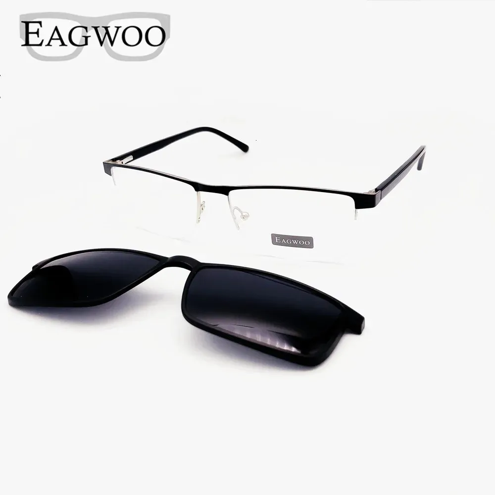 Modne okulary przeciwsłoneczne ramy magnetyczne męskie okulary pół obręczy metalowa optyczna rama recepta okular Busines
