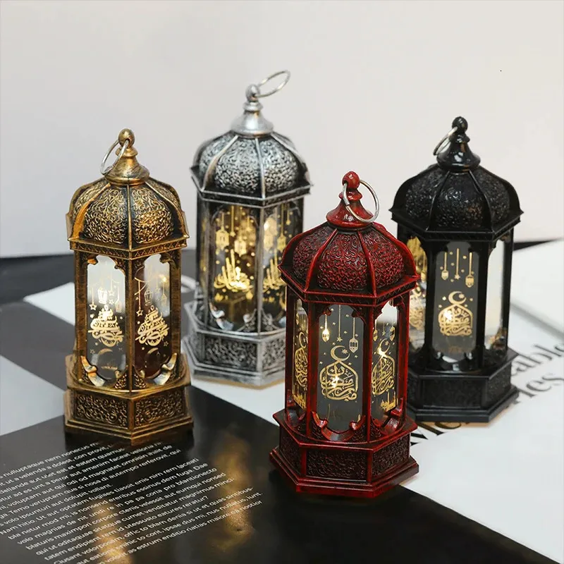Weihnachtsdekorationen Islam Muslim Festival Dekoration Lieferungen LED Windlaterne Ornament Eid Mubarak Nachtlicht Ramadan Lampe für Zuhause 231216
