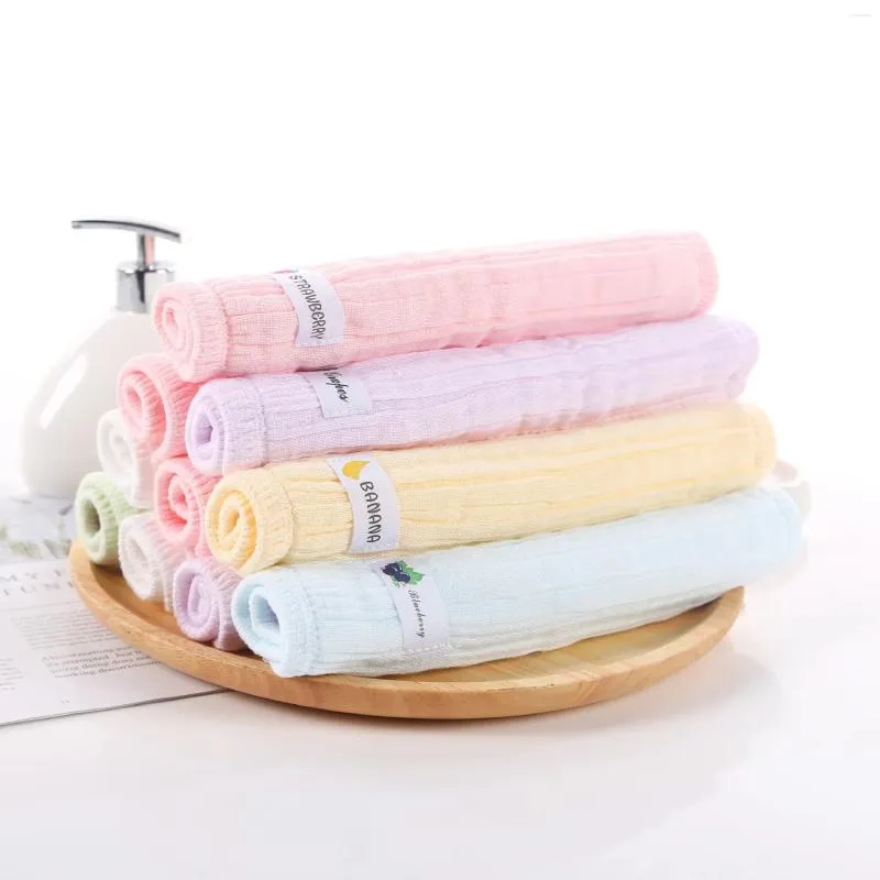 Havlu 5pc/Lot El Bebekler Erkek Kız Kızlar Ev Mutfak Küçük Havlular 25x25cm Yumuşak Aborbent Düz Renk Pamuklu 5 Katman Yarntowels