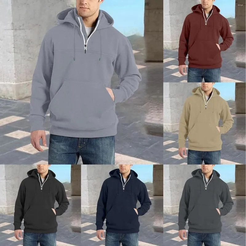 Felpe con cappuccio da uomo Felpa oversize da uomo Autunno e inverno Semi con cerniera Moda Casual Cuciture larghe Sippers solidi per i più piccoli