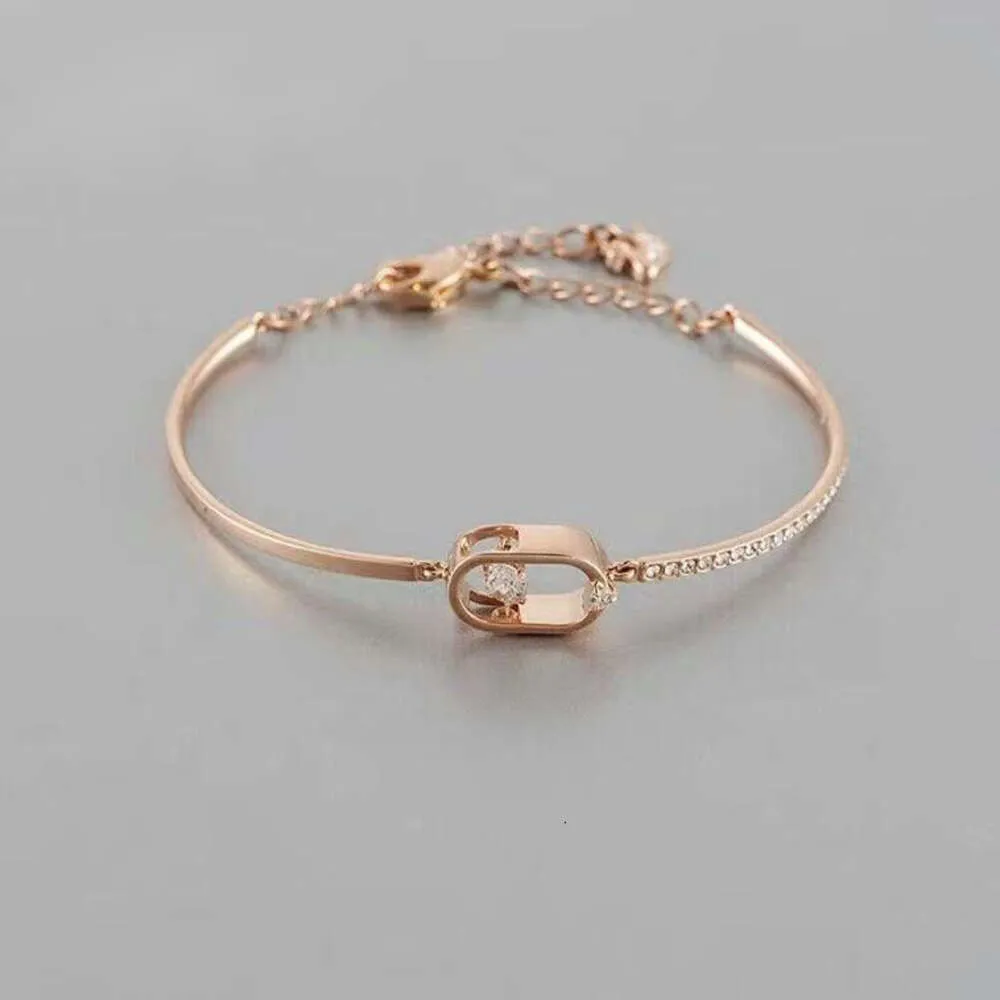 S925 prata pulseira swarovski designer de luxo moda feminina oval batendo coração rosa ouro branco diamante presente pulseira para namorada