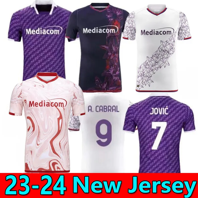 S-XXL 2023 Fiorentina 축구 유니폼 J. Ikone 23 24 Batistuta Castrovilli Erick Florence Jersey ACF Jovic A. Cabral Milenkovic C. Kouame 남자 축구 셔츠 888