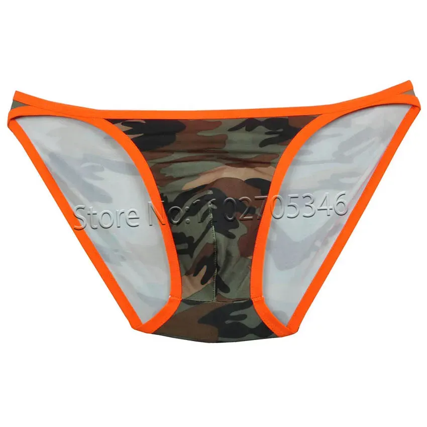 Mannen Camouflage Slips Ondergoed Mannelijke String Kruis Bikini Korte Volledige Cover Mini Trunks Korte Broek