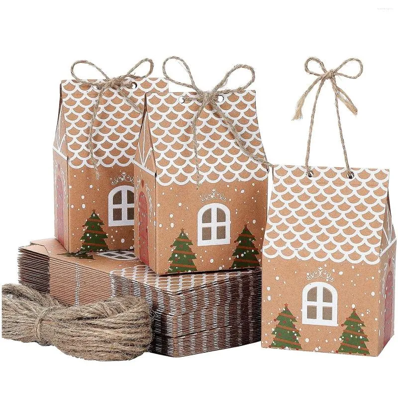 Christmas Decorations 5/10pcs Gift Bags Cookie Candy Food Packaging Boxes For Tree Pendant Year Party Decor Packing Supplies