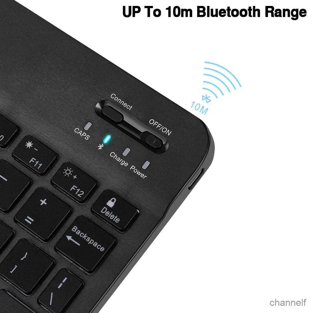 Teclado Bluetooth recargable con iluminación multicolor, compacto