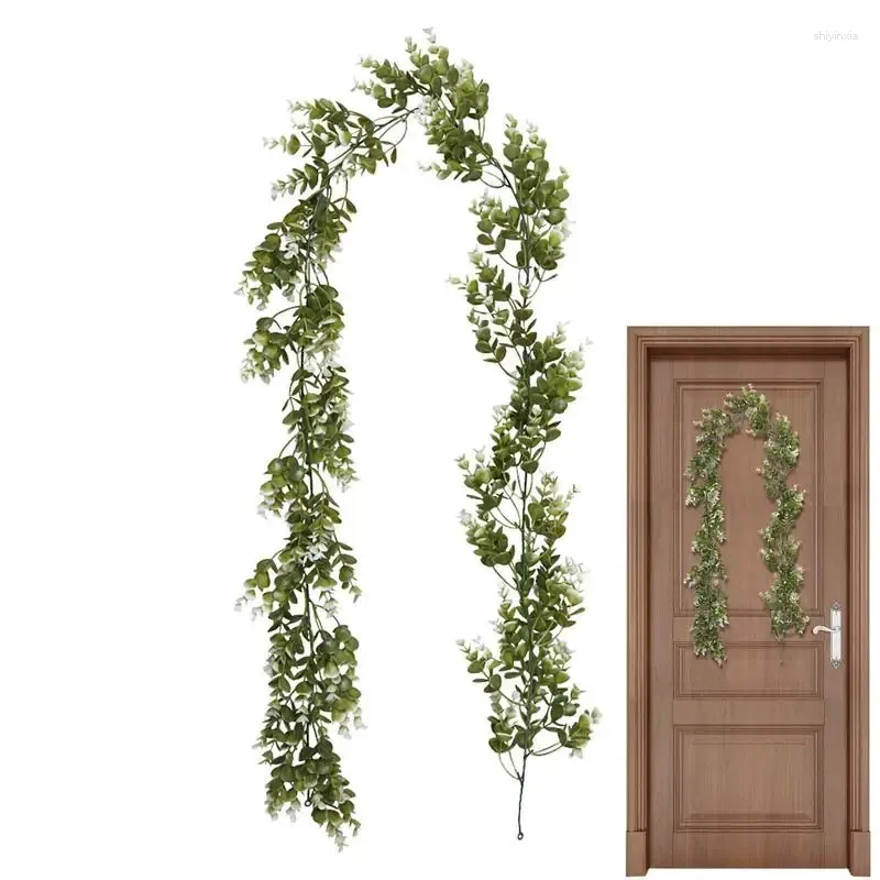 Dekorativa blommor falska eukalyptus rotting konstgjorda växter Vine Green Willow Leaf Ivy vägg hängande krans för hembröllopsfest dekor
