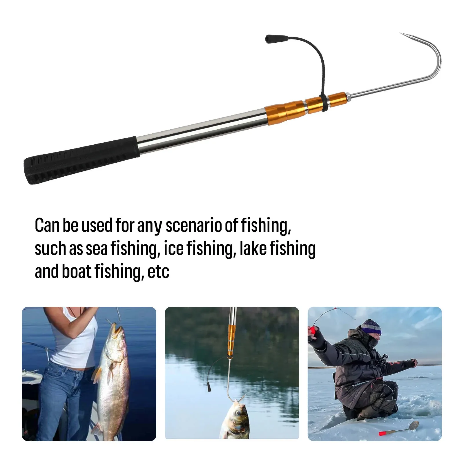 Fishing Accessories SANLIKE Telescopic Fish Gaff Pole With