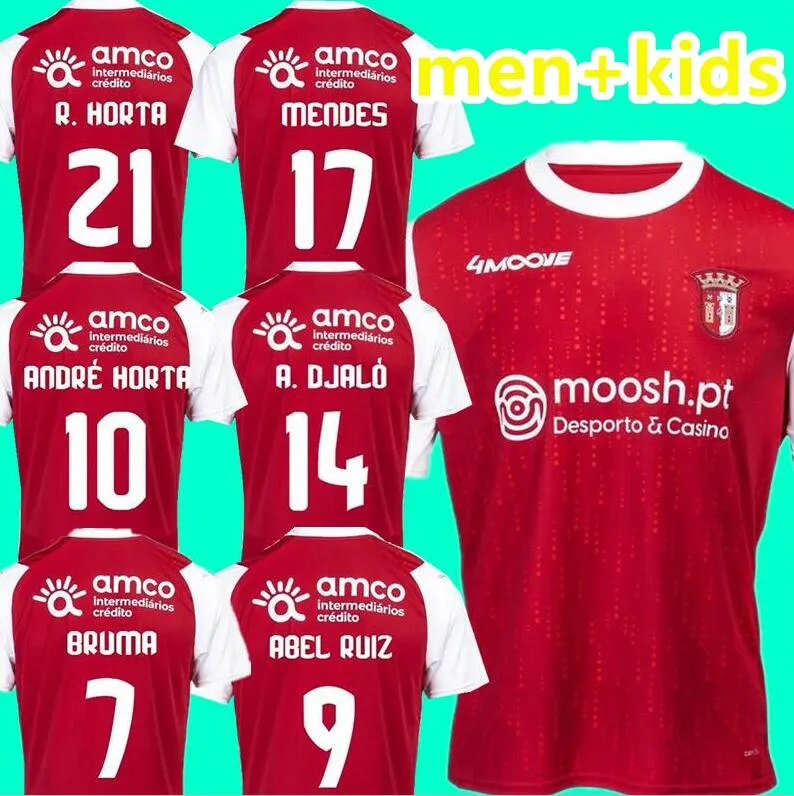 23 24 SC BRAGA R.HORTA SEQUEIRA MENS SOCCER JERSEYS 2023 2024 ABEL RUIZ Andre Horta Paulo Oliveira Bruma Pizzi Home Red Short Sleeve Football Shirts