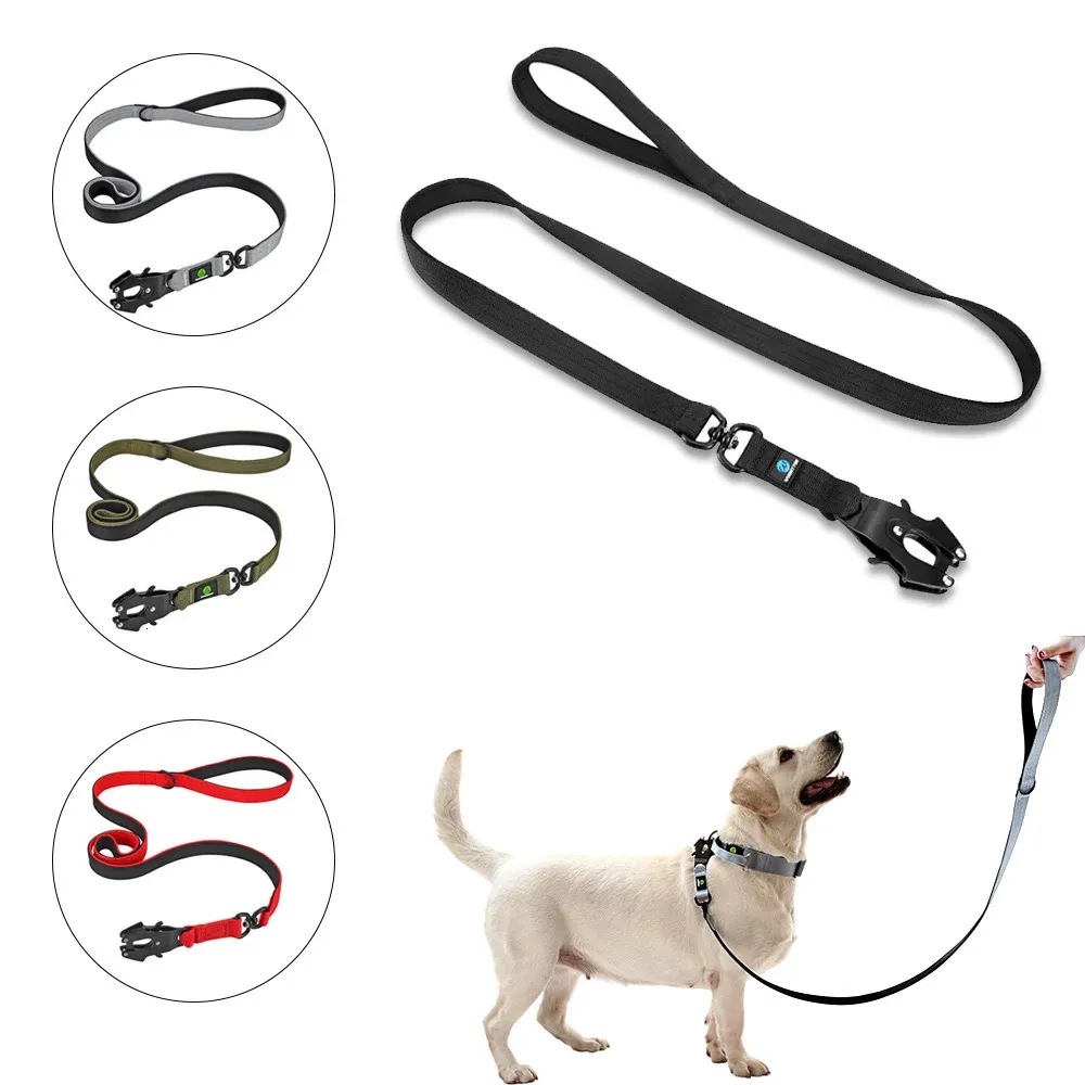 Laisse Nylon Résistant Laisse Chien VIVAGLORY Double Poignée - Rembourrée Réfléchissante - Longueurs 1,2m à 1,8m - Jaune Laisse Nylon Mousqueton Pivotant