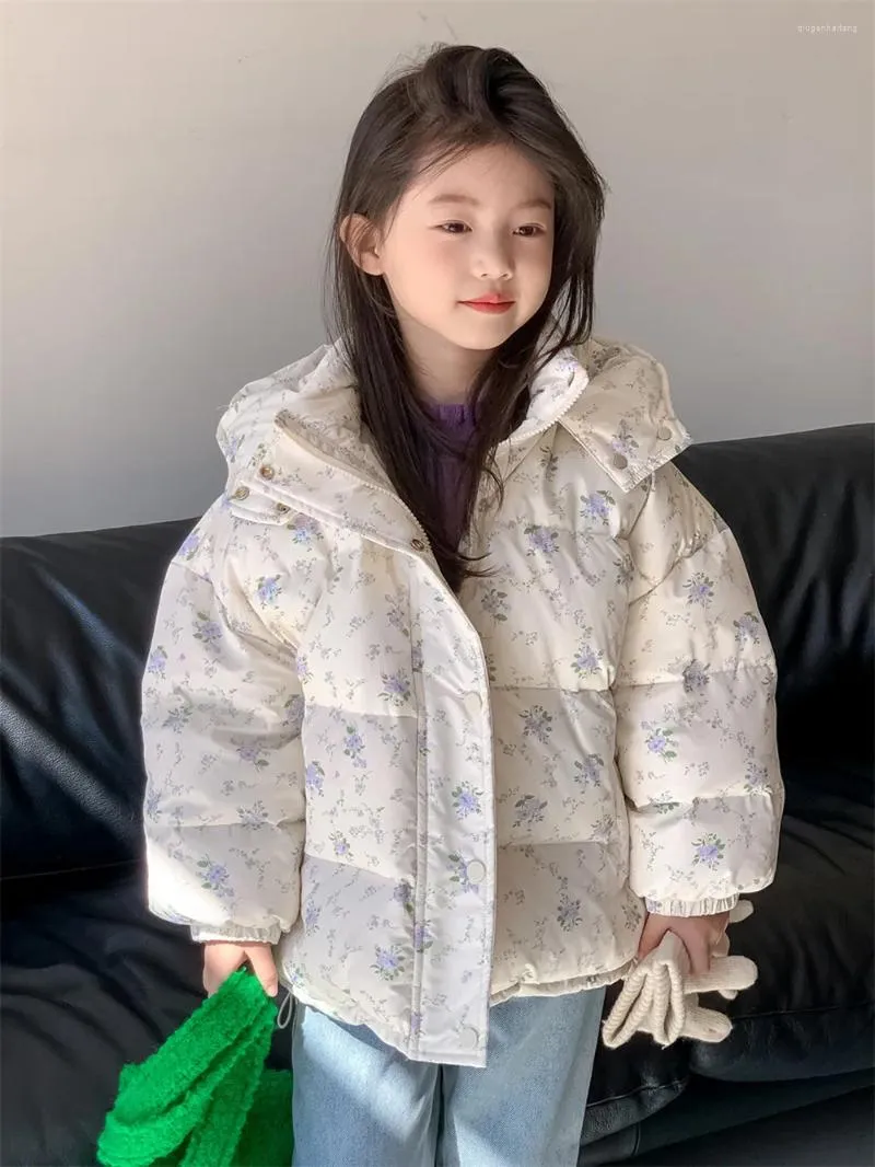 Down Coat 1-10t Girl Light Jackets Winter Clothing Coats Baby Girls 'Floral White Duck Young Clothed Kids