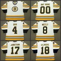 College wear 4 BOBBY ORR 8 CAM NEELY 17 STAN JONATHAN 18 HAPPY GILMORE Boston Bruins 1975 CCM Hockey Jersey S-3XL