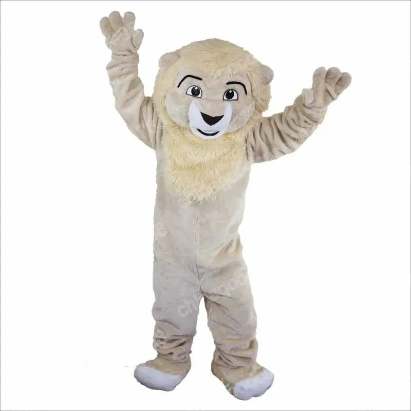 Christmas beige lion mascotte costume Halloween Fancy Party Robe Cartoon Characon Tesifit Suit Carnival Adults Taille Anniversaire Outdoor Tenue