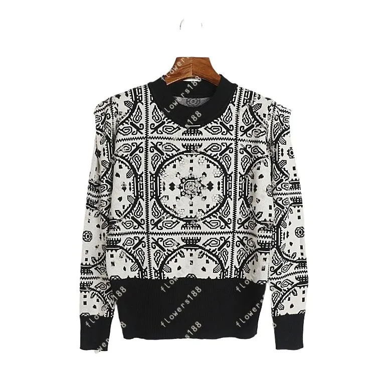 Women's Sweaters 2023 Pre Fall Spring New European And American Diamond Beaded Geometric High Waist Knitwear Plein Sweater Plus Size Designer Sweater