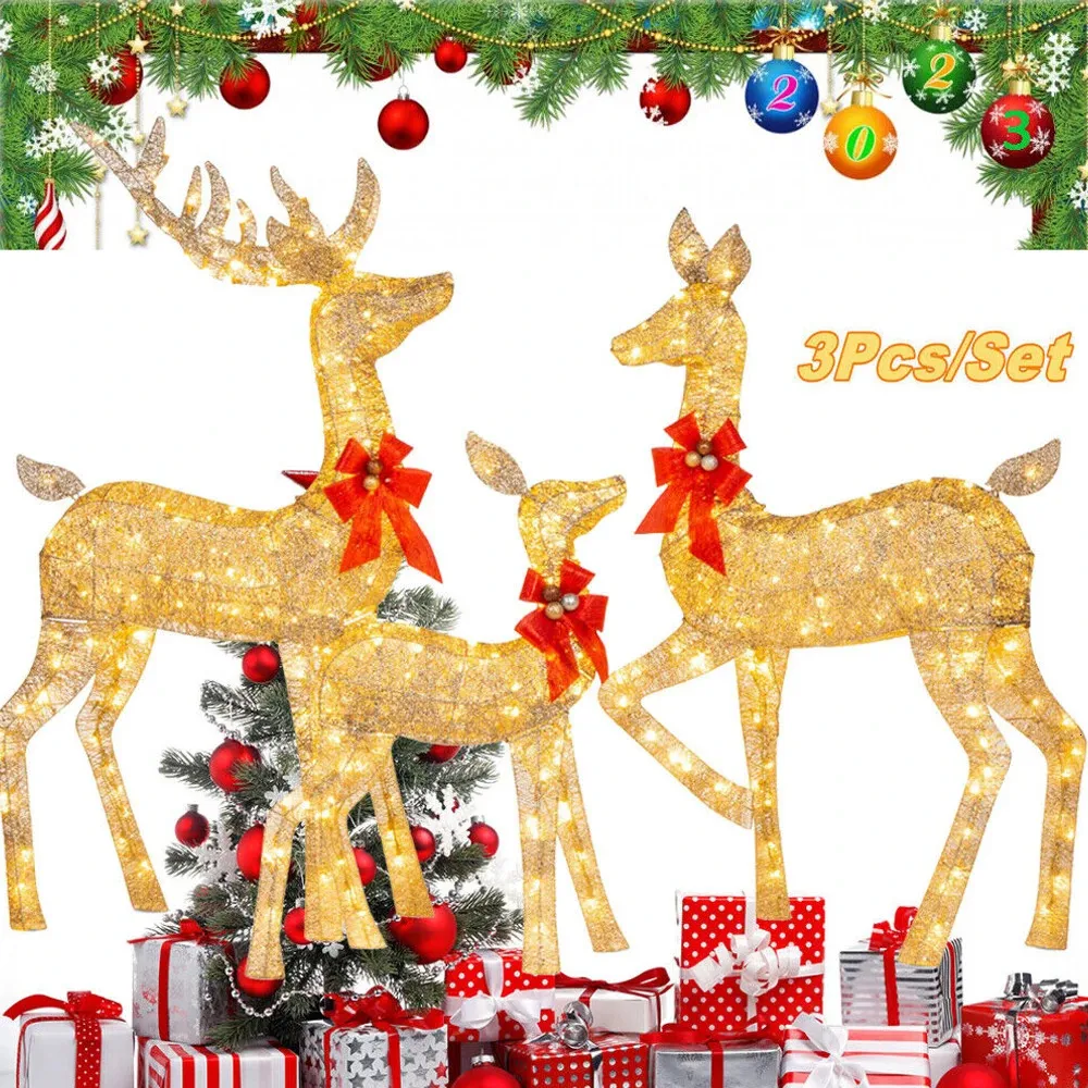 Decorazioni natalizie gonfiabili grandi da 3,3 m, Babbo Natale con 3 slitte di renne, luci LED integrate, decorazione natalizia per esterni | Leroy Merlin