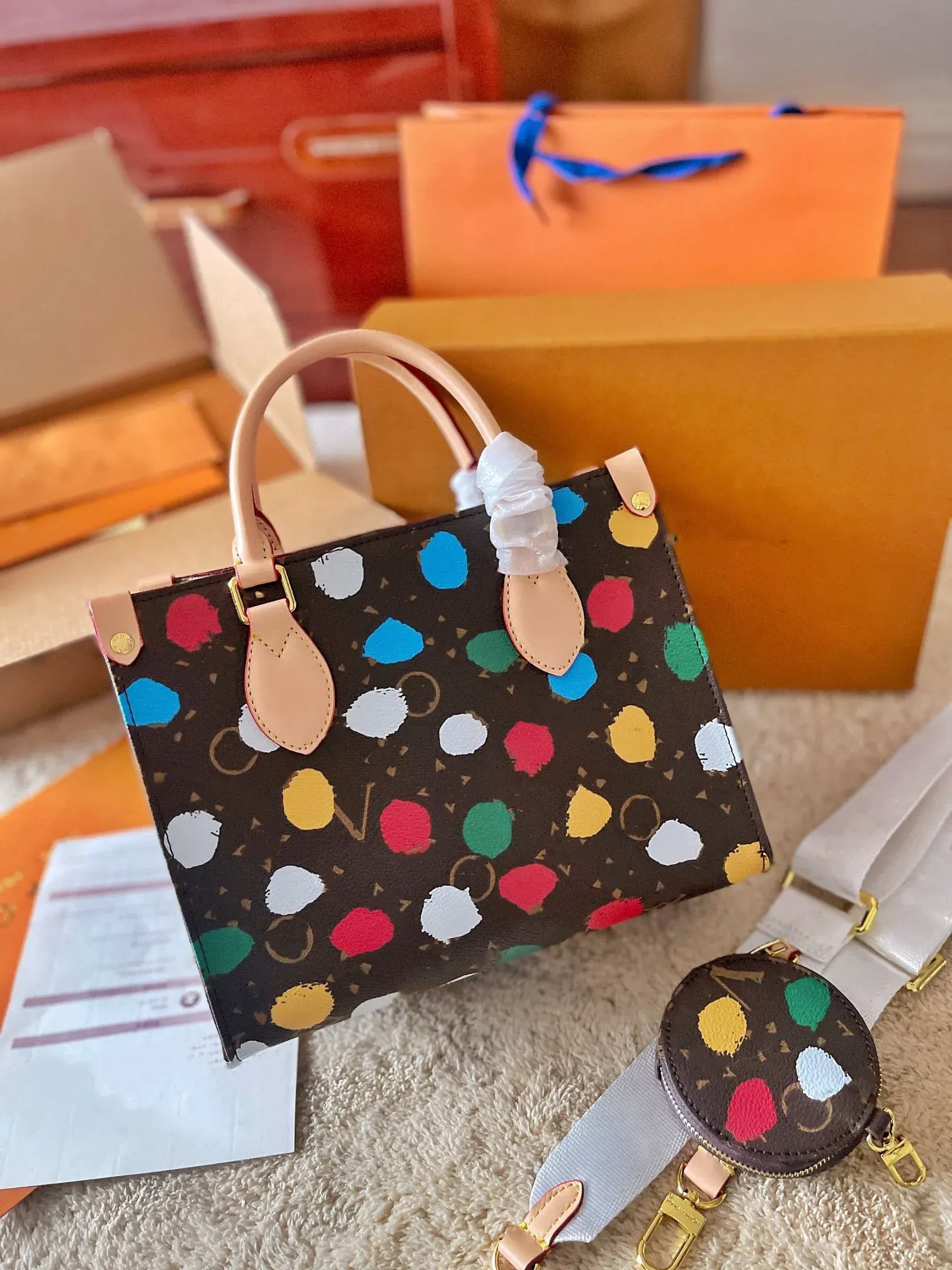 ONTHEGO Bolso de mano de diseño en colores pastel degradado, bolso de mano de gran capacidad, bolso de moda, bolso de hombro de lujo, mango de Toron para mujer, bolsos de mano para compras para mujer, bolsos de mujer A