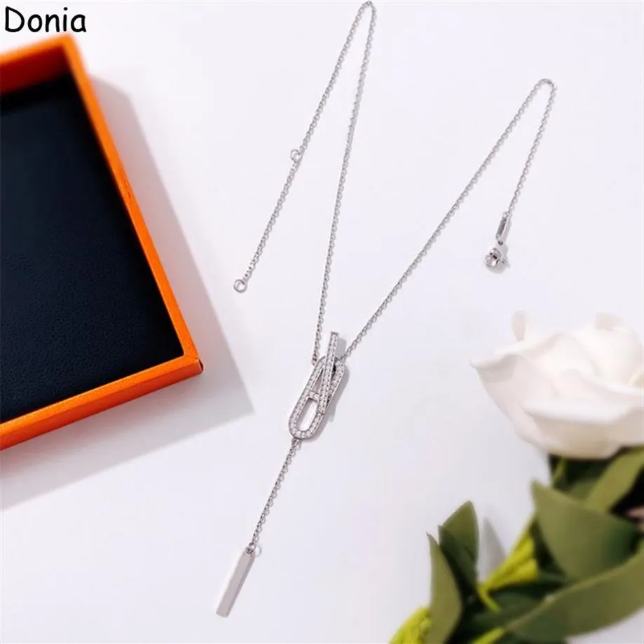 Donia Jewelry Luxury Necklace European och American Fashion Pig Nose Titanium Steel Micro-Set Zircon Pendant Designer Gift Accesso261K