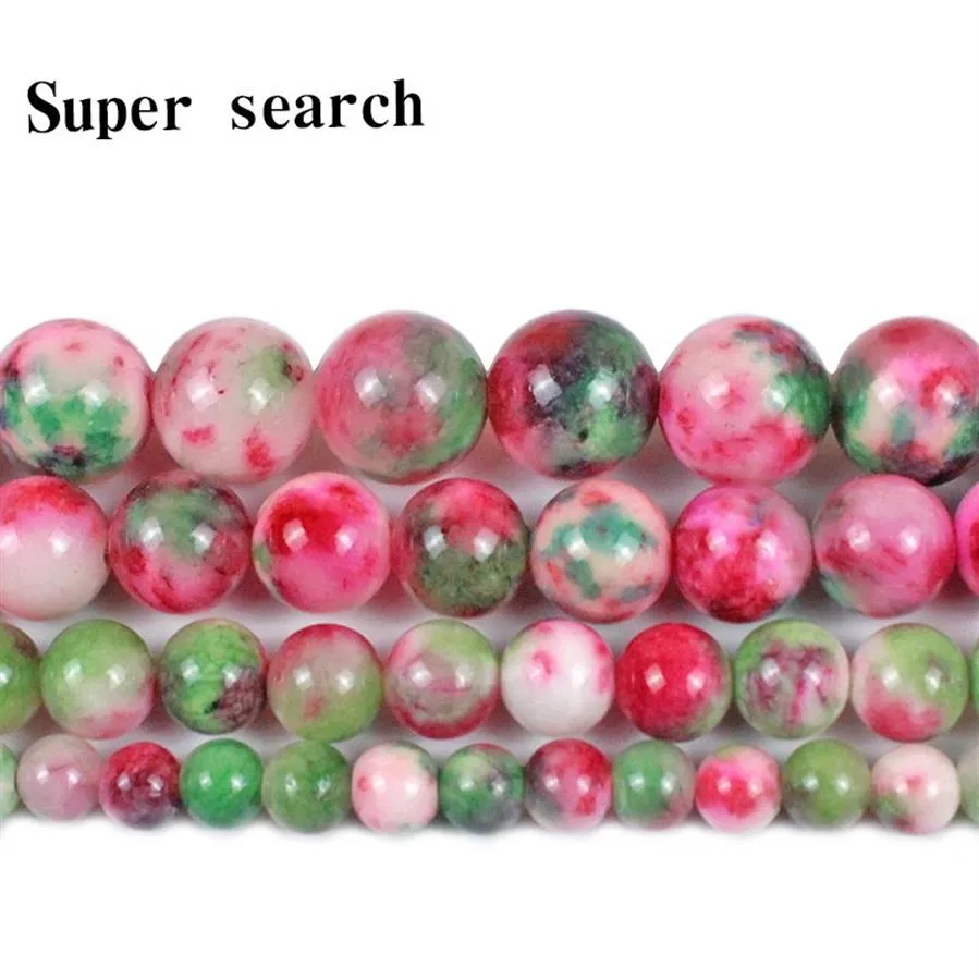 天然石の桃の緑色の白い赤色のchalcedonyルーズビーズ6 8 10 mm宝石のためのピックサイズ女性のブレスレットネックレス292e