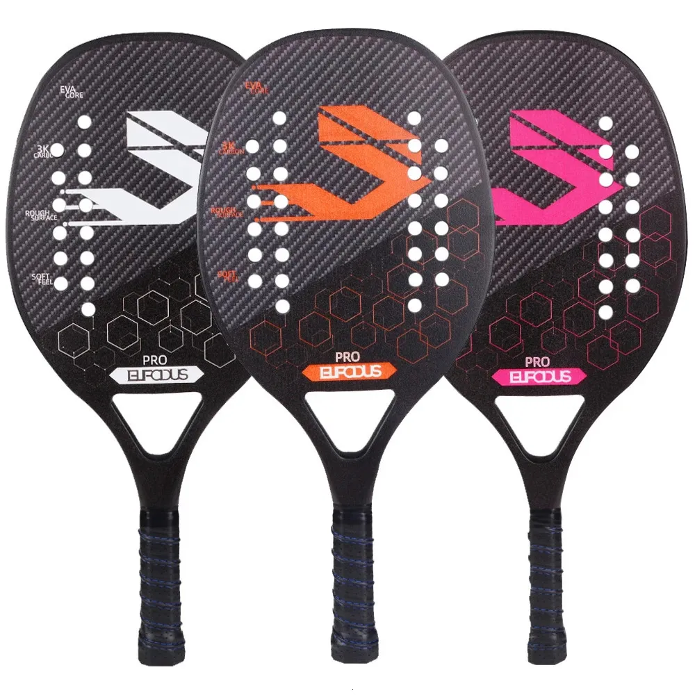 Tennisrackets Full Carbon 3K-vezel strandtennisracket Professioneel racket met ruw oppervlak voor mannen en vrouwen met beschermende hoes 231216