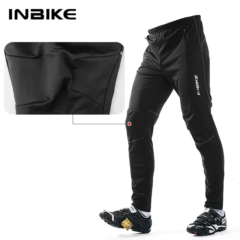 Calças de ciclismo INBIKE Calças de ciclismo masculinas de inverno Calças térmicas de bicicleta de estrada Roupas masculinas à prova de vento Calças de bicicleta para andar de corrida 231216