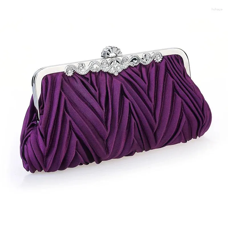 Evening Bags Vintage Purple Silk For Women Classic Trendy Small Clutches Handbags Annual Prom Party Purses Chain Shoulder