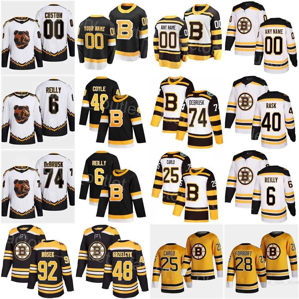 Boston Hockey Bruins 6 Mike Reilly Trikot 92 Tomas Nosek 25 Brandon Carlo 28 Derek Forbort 40 Tuukka Rask 18 Pavel Zacha Hampus Lindholm 74