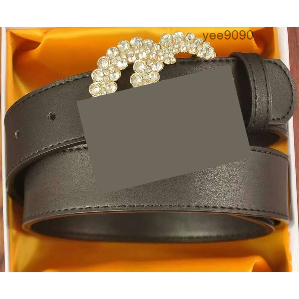 Rhinestone Designer Belt Womens Mens Luxury Leather Belts Black Plated Gold Silver Ceinture Casual Waist Cintura Fashion Crystal Letter for Women''gg''LA27