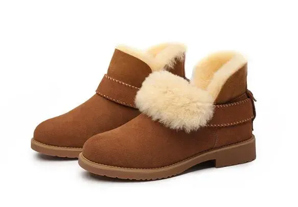 Design clássico novo topo real austrália pele de cabra botas de neve de pele de carneiro martin botas curtas botas femininas manter sapatos quentes