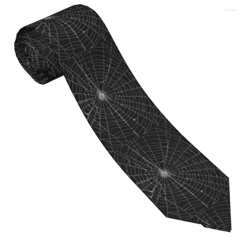 Bow Ties Spider Web Necktie Unisex Polyester 8 Cm Spiderweb Goth Neck For Men Casual Classic Daily Wear Wedding Cosplay