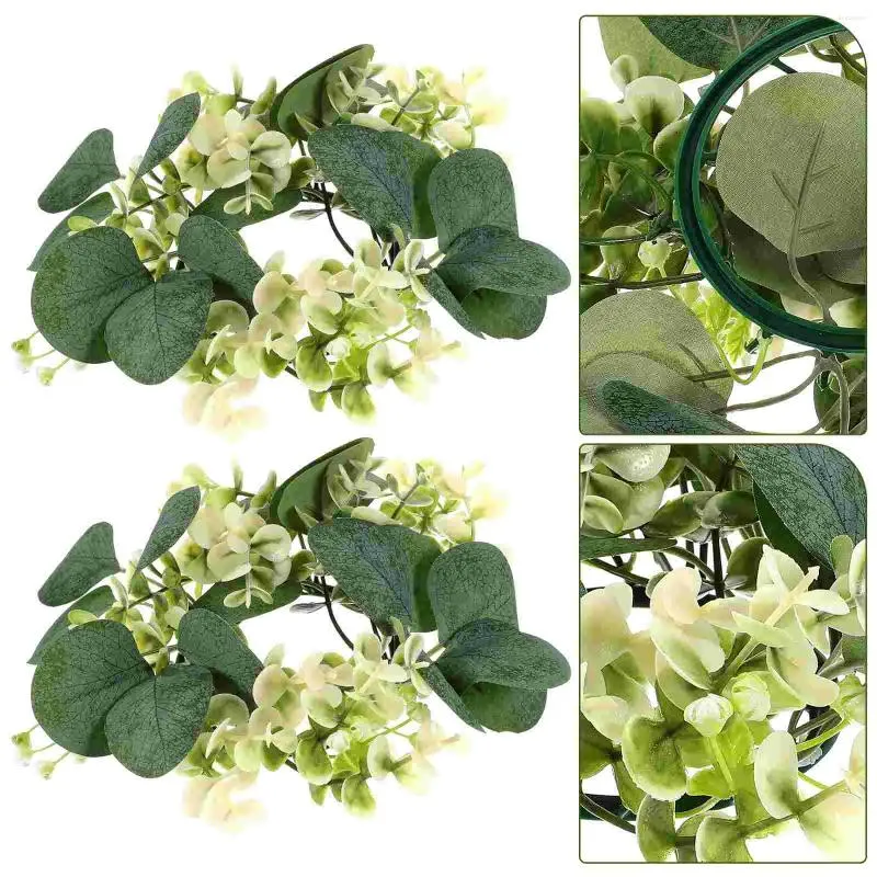 Guirlande de fleurs décoratives, 2 pièces, chandelier, anneaux artificiels, couronnes, décorations de mariage, pilier en soie, fête, Eucalyptus