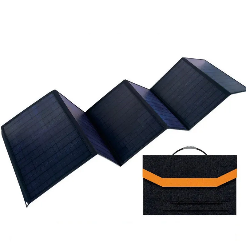 Chargers 120W 18V Solar Panel Folding Bag USB DC Output Charger Device Portable Foldable Outdoor Travel Hiking Campaing Power Supply 231216