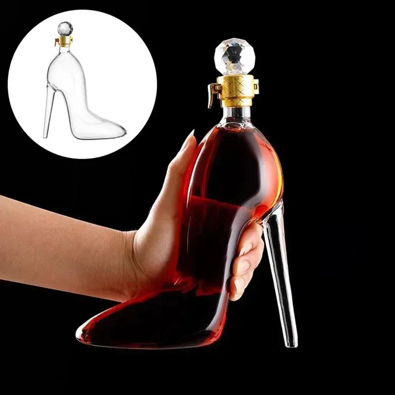 Bar Tools 350ml and 700ml High heeled Shoe Models Red Wine Decanter Empty Bottle Glass Thickened Whiskey 231216